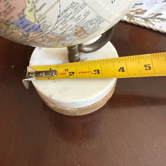 Decorative Globe Brown Wood Base On Marble - Picture 14 of 15